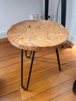 Beistelltisch Holz Massiv rund Metallbeine gebraucht