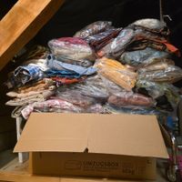 Riesiges Vintage Stoffpaket 45 kg + Stoffreste Seide 70er/80