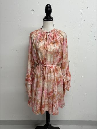 Neues Elenza Kleid mit Blumenmuster Batik rosa Viskose M/L
