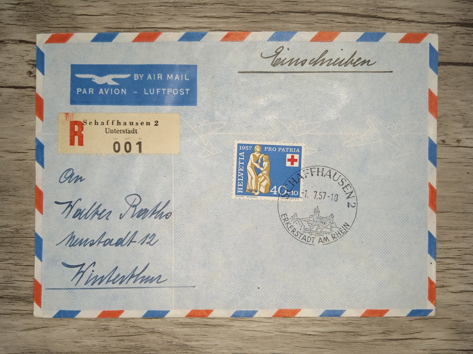 Tutti i francobolli: TR16 Enveloppe  + Timbre Suisse 1957 – Usato da Cousset venduto da Patrick_Collections