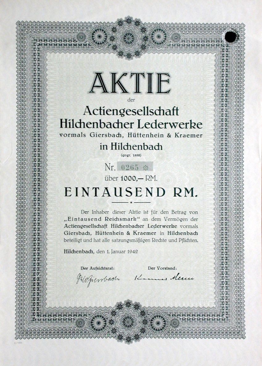 Dokumente: AG Hilchenbacher Lederwerke, Hilchenbach - 1942 – Gebraucht aus Solothurn von Sgasche