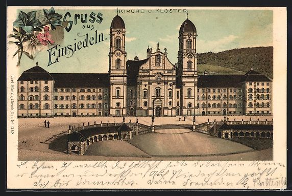 Cartoline postali: Litho Einsiedeln, Kirche und Kloster – Usato da Berlin venduto da bartko-reher