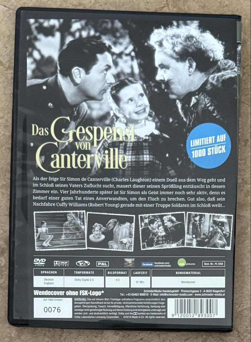 Tutti i DVDs: DAS GESPENST VON CANTERVILLE – Nuovo (secondo la descrizione) da Dietikon venduto da AndreaSch01 1
