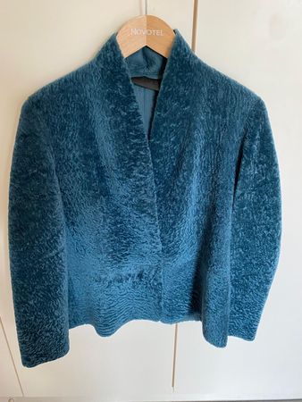 Samtige Lederjacke Blazer Nove Petrol 38