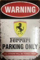 Ferrari Parking Only Blechschild 812 296 SF90 Roma Englisch
