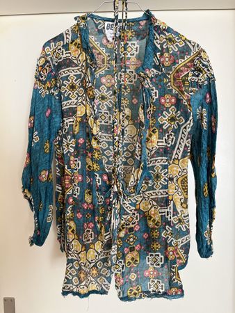 Boho Wickelbluse von BE-Y-E, Grösse M, Baumwolle / Seide