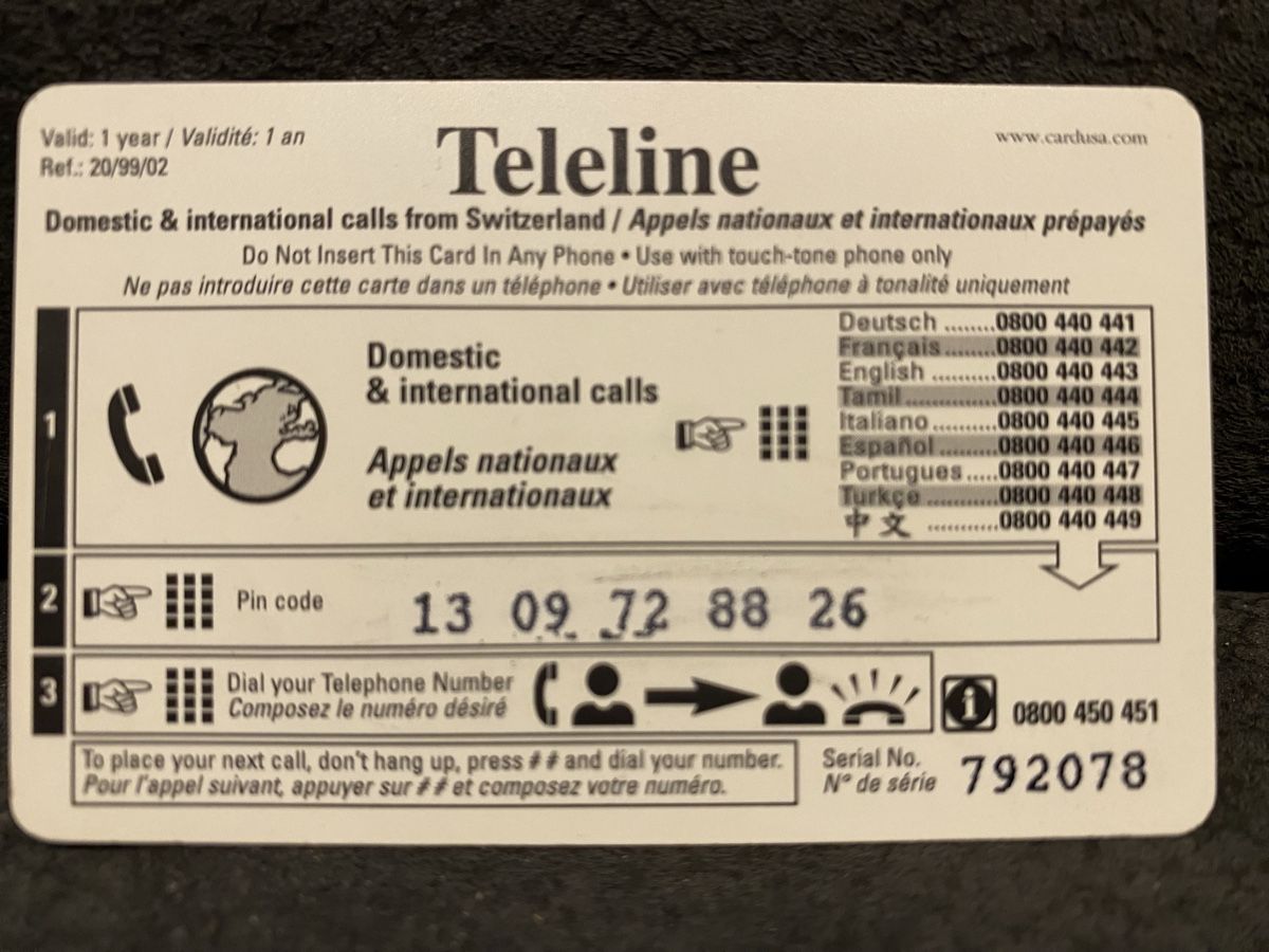 Telefon- & Taxkarten: Teleline – Gebraucht aus Lausanne von babacard10 1