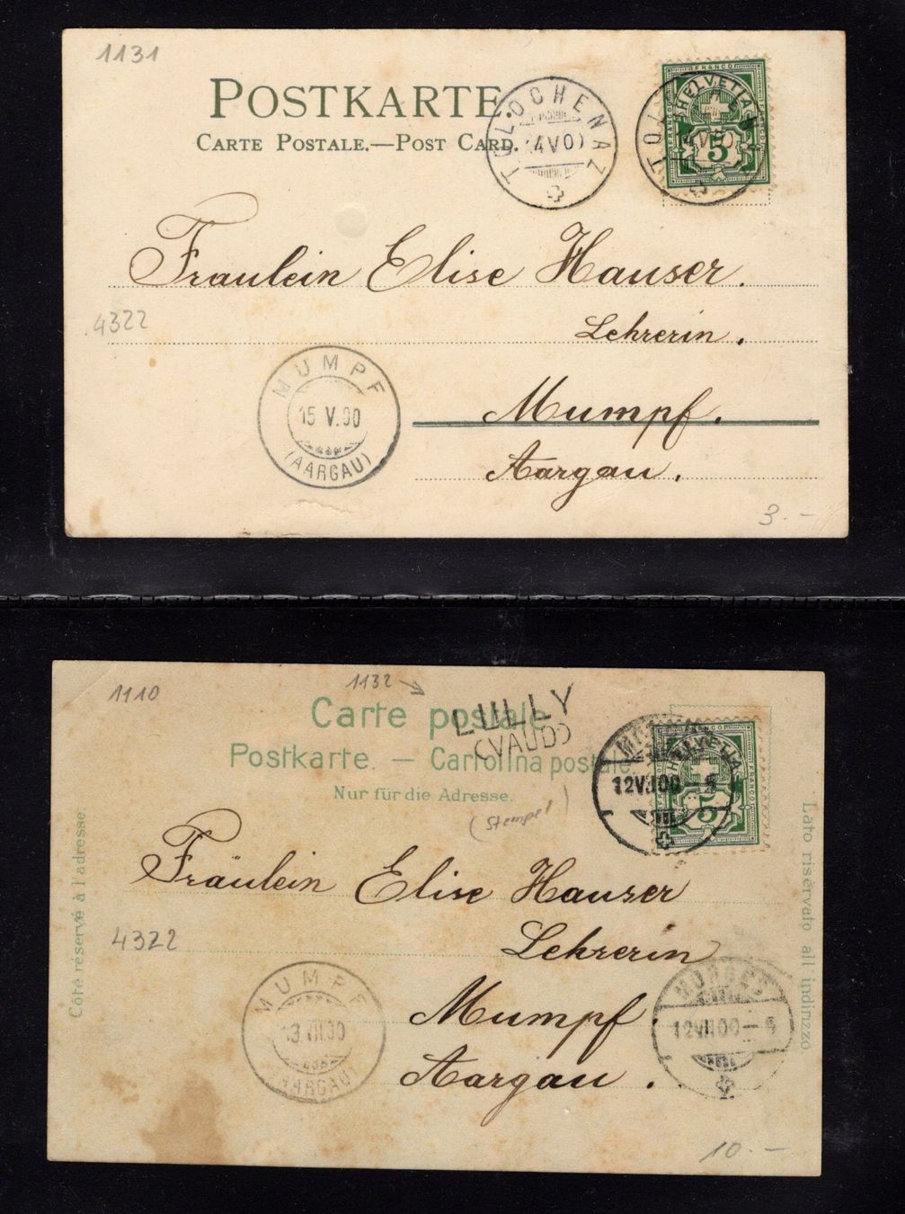 Alle Briefmarken: R1746  /  4 cartes postales illustrées écrites /type chiffre – Gebraucht aus Ste-Croix von MONT-TAGNAC 2