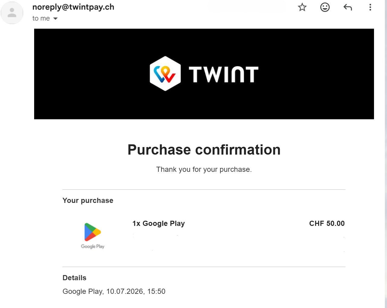 Gutscheine: Google Play Gutschein CHF 50 – Neu und originalverpackt aus Grenchen von Jettt 1