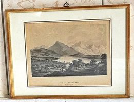 Zug am See mit Rigi Stahlstich 1842 original