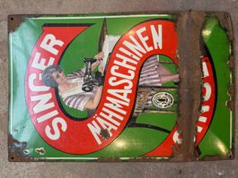 Emailschild Singer Nähmaschinen original 58 x 88cm Emaille