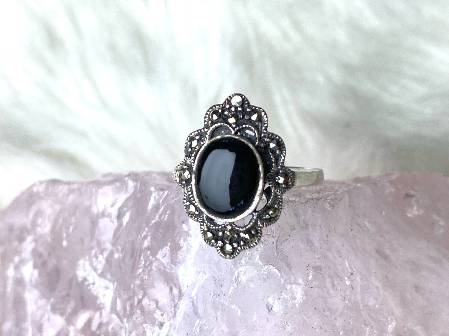 Anelli: Ring Silber 925 mit schwarzem Stein – Usato da Istighofen venduto da Ringparadies