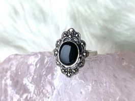 Ring Silber 925 mit schwarzem Stein