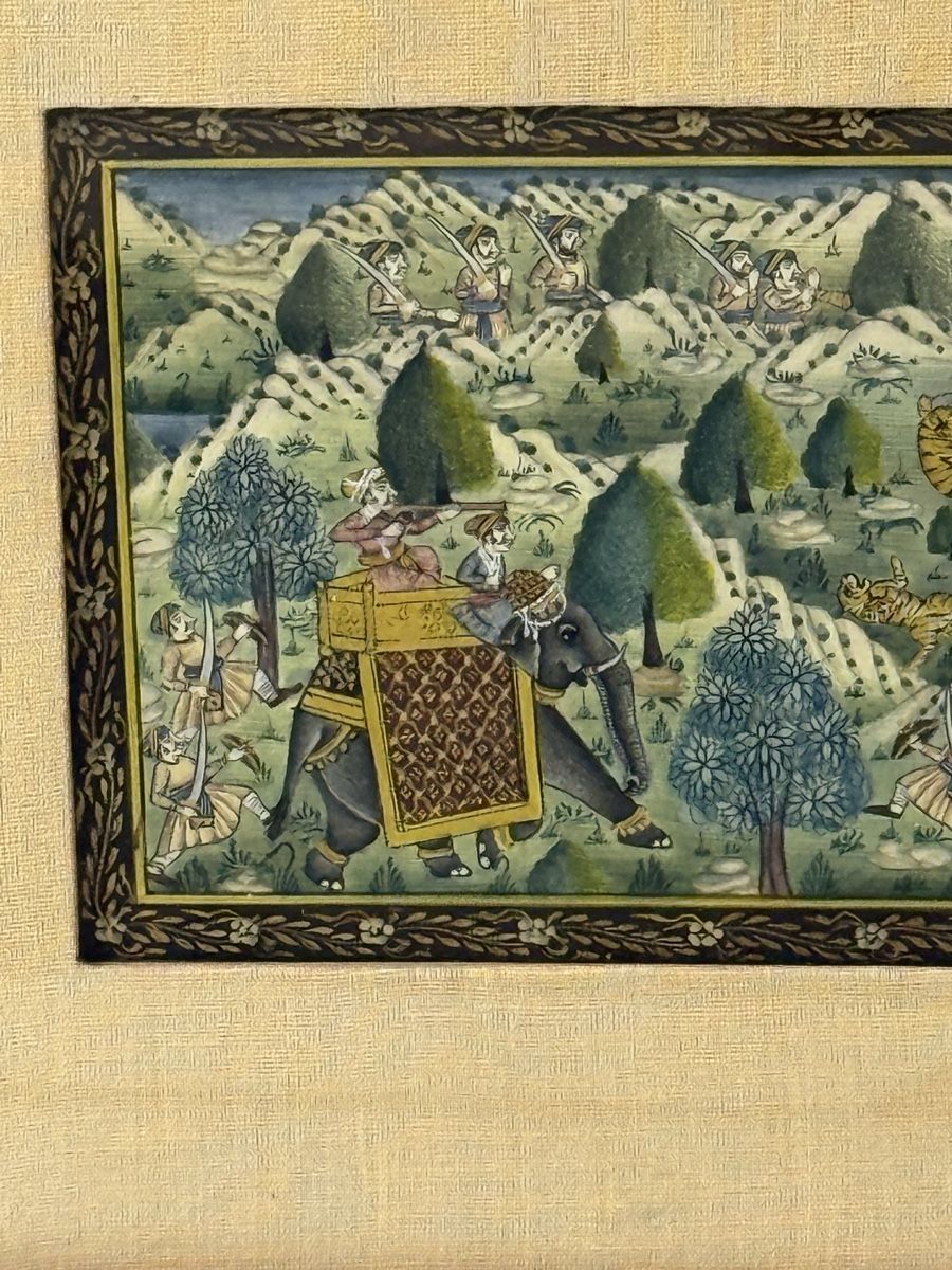Gemälde: Indisches Kleingemälde Elefanten Jagd – Gebraucht aus Grenchen von swiss.antiques 2