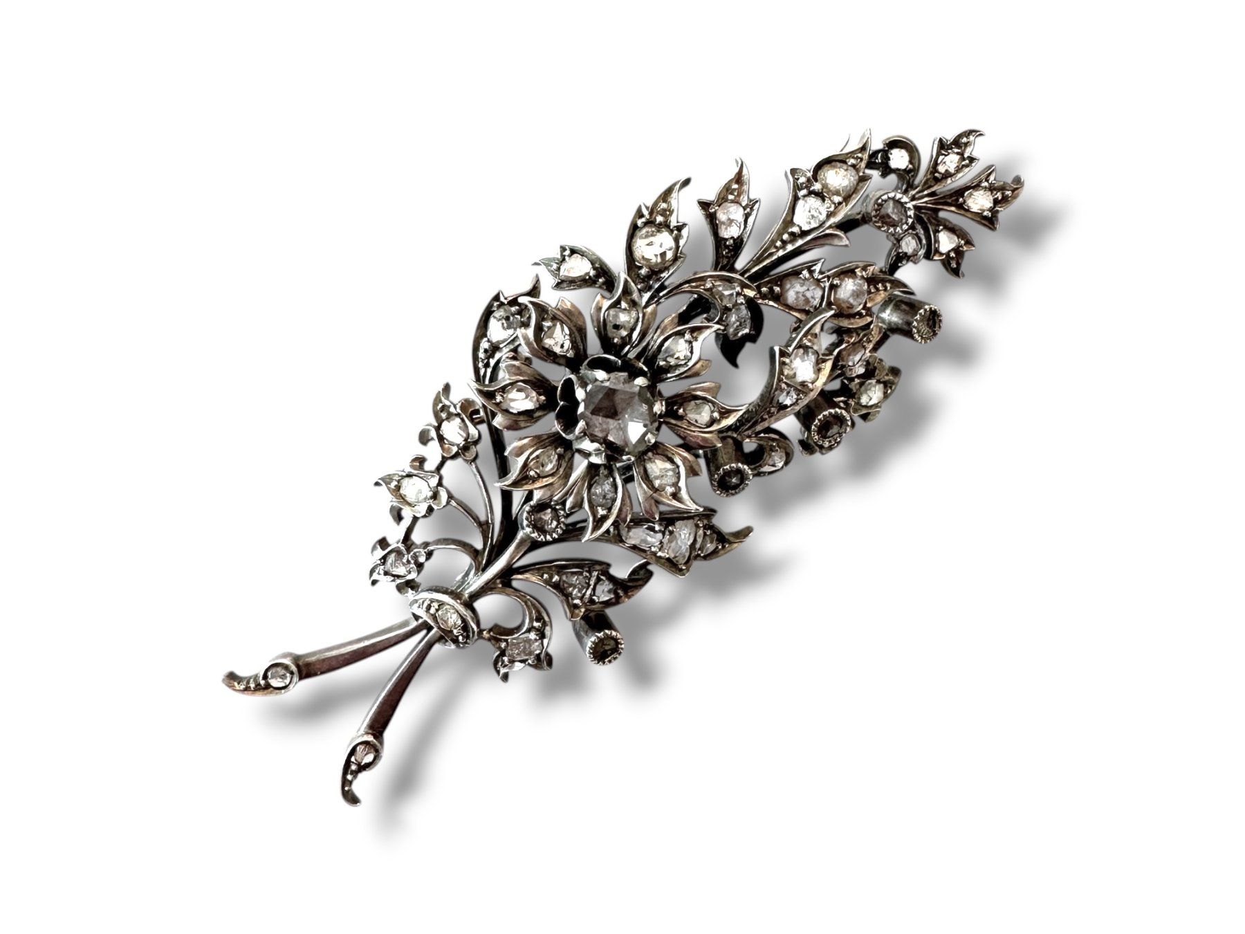Spille & Fermagli: Antike, grosse Diamant - Brosche um 1880, ca. 2.5 ct – Usato da Zuzwil SG venduto da artimmo 3