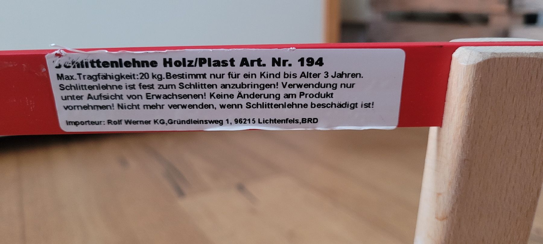 Slitta: Schlittenlehne Holz/Plastik – Usato da Dintikon venduto da kaki-7 1