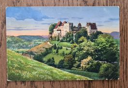 Alte gelaufenen Karte Schloss Lenzburg