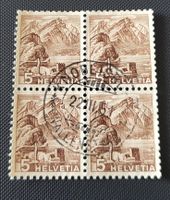 Viererblock Vollstempel Knoblisbüel Wallenstadt briefmarke