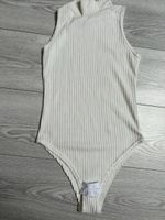 Haut-body côtelé blanc à col montant Boohoo, taille S