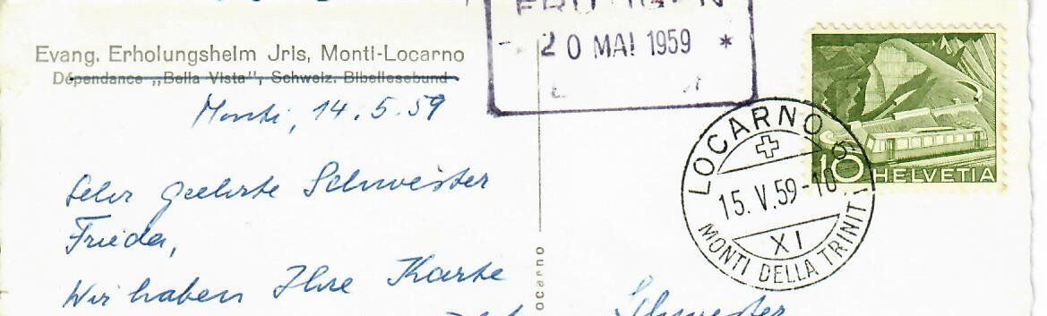 Cartoline postali: Monti-Locarno  1959 – Usato da Hochdorf venduto da Ziegel-16 1