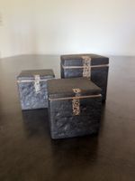 3 Keramik Boxen mit Deckel dunkel 3er Set