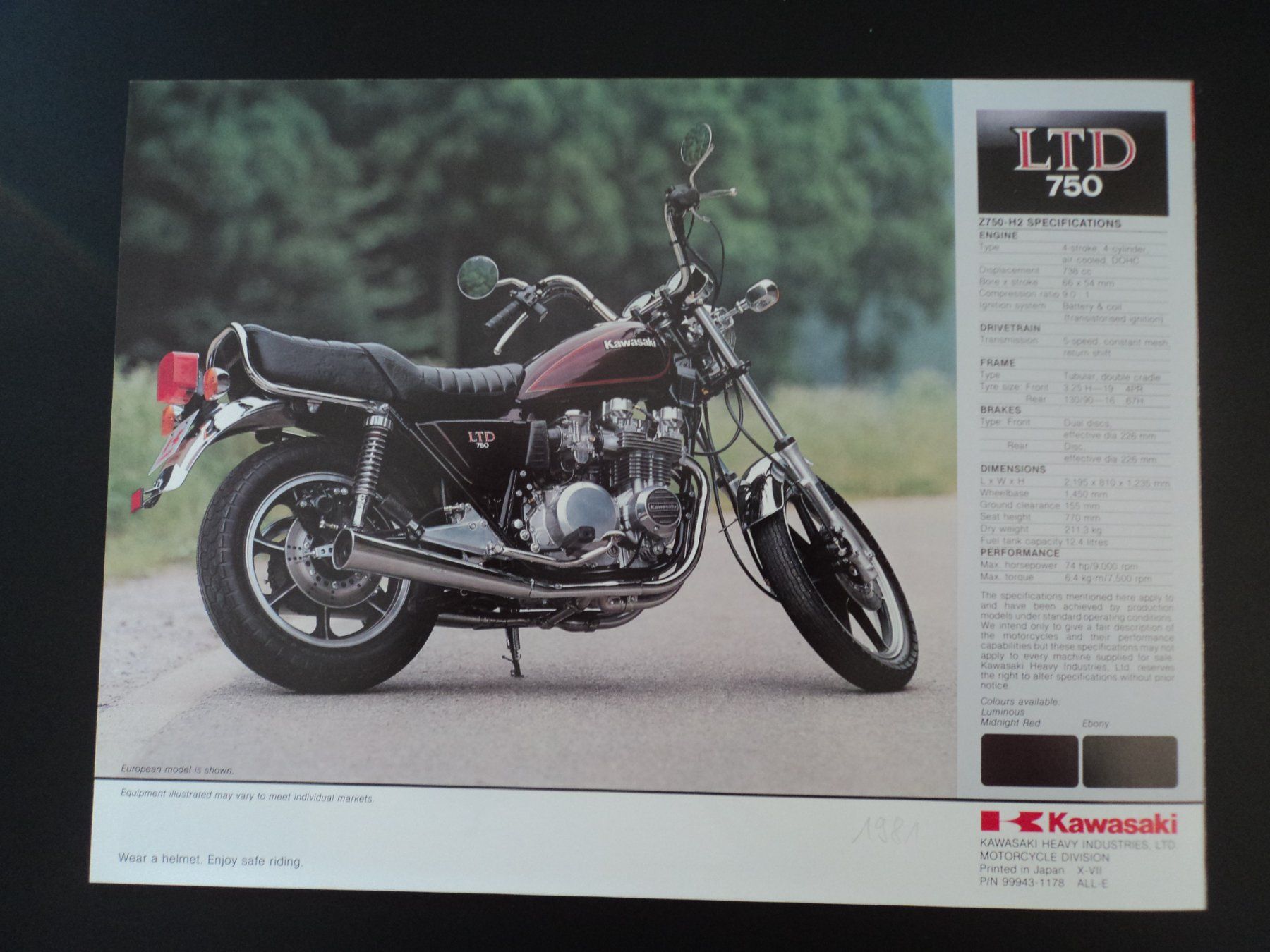 Kawasaki Documenti: Prospekt Kawasaki Z750LTD 1981 – Usato da Schwarzenburg venduto da modelCARama 3