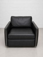 2x Musterring Design-Ledersessel, schwarzes Leder, Bauhaus