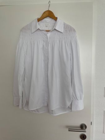 Arket Damen Bluse weiss mit Raffungen Grösse 40