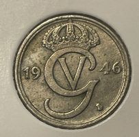 Schweden 50 Öre 1946 TS – Gustav V – KM#796 – Nickel-Messing
