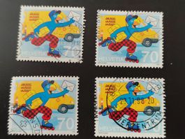 Briefmarken Schweiz Post 70 Rappen 4er Set gestempelt Globi