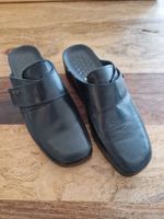 Schwarze Vital Damen Clogs, Echt Leder, Gr. 38