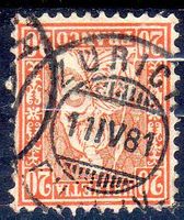 SITZENEDE HELVETIA 1881 20 FRANCO WEISSES PAPIER - NE18