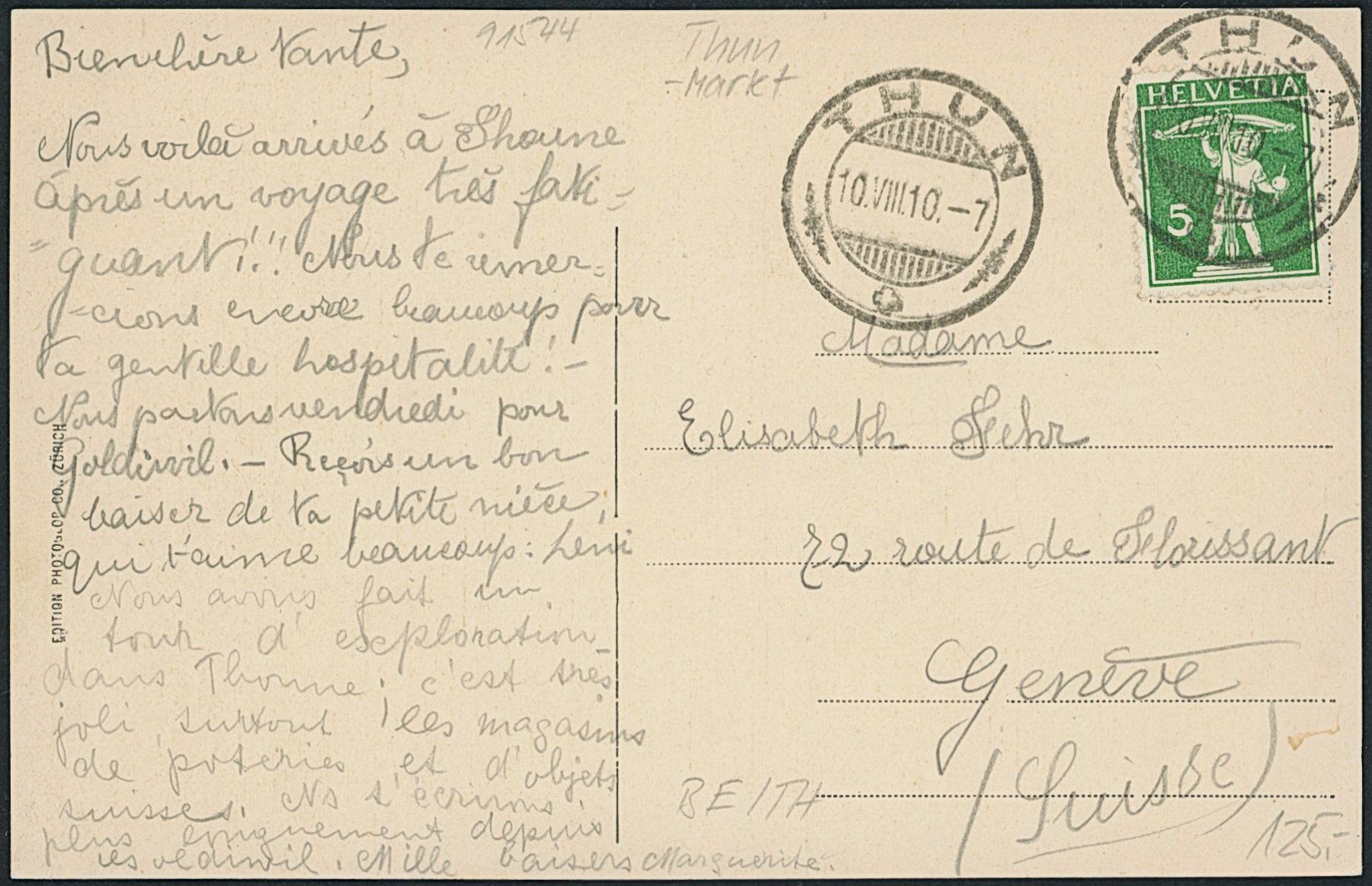 Cartoline postali: BE Thun - Markt – Usato da Schindellegi venduto da Jonathan77 1