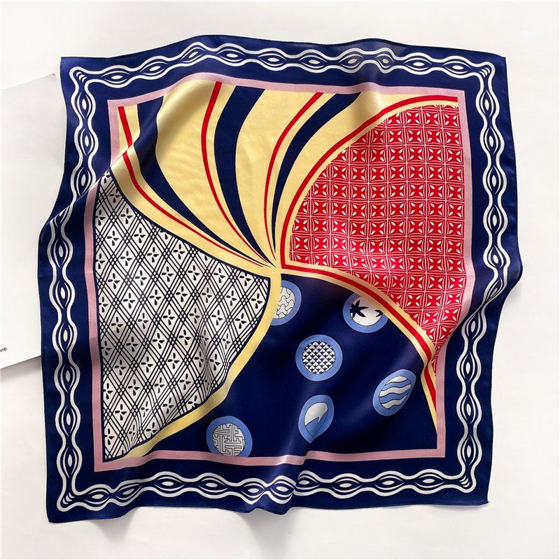 Foulard & Sciarpe: New 53cm Silk Scarf, Boho Pattern Blue Red Yellow Silk Scarf – Nuovo e nell'imballaggio originale da Baar venduto da virginiablossoms 2