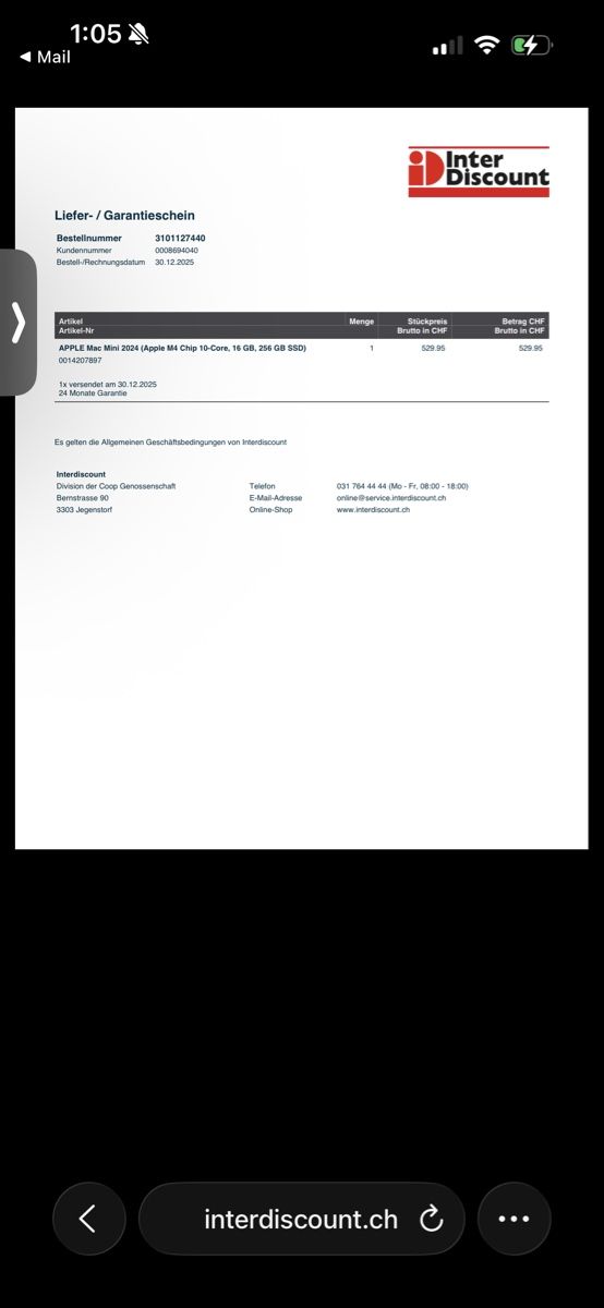Apple PCs: Mac Mini M4 2024 – Neu (gemäss Beschreibung) aus Zufikon von dario.trfr 3