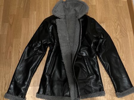 Winter Jacke in Lederoptik mit Teddyfell, Grösse M
