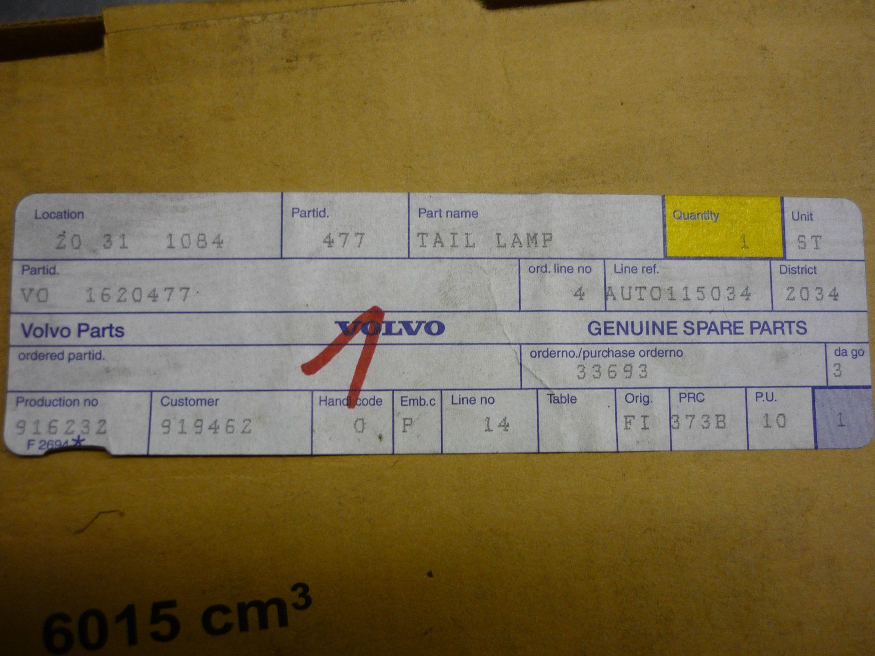 Volvo Alle Autoersatzteile: Rückleuchte rechts VOLVO 1620477 – Neu und originalverpackt aus Kerzers von Ernst12345 1
