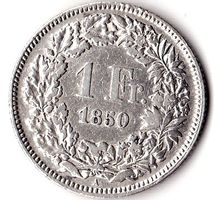 1 FRANKEN 1850 ERSTE JAHRGANG SILBER SELTEN !!!