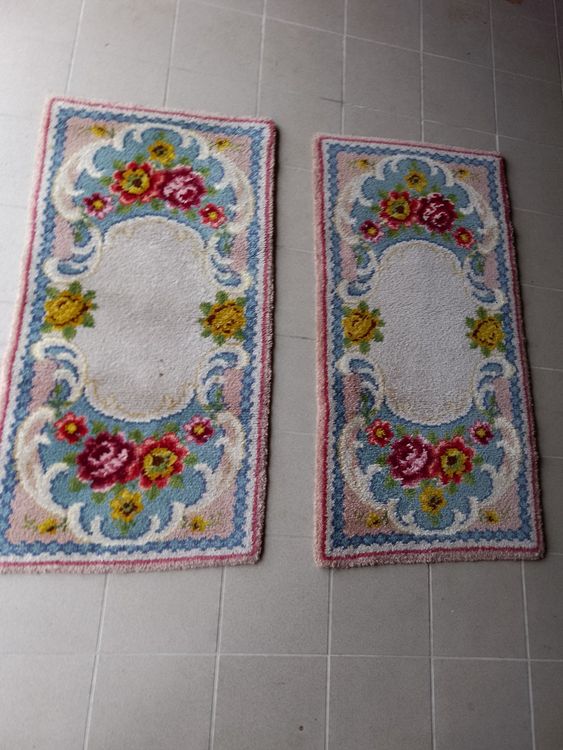Tappeti: 2x Tapis descente de lit vintage à fleurs, style romantique – Usato da Noréaz venduto da Jeanneretp 2