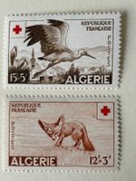 Algerien 1957 ROTES KREUZ TIERE VOGEL MI.365,366**