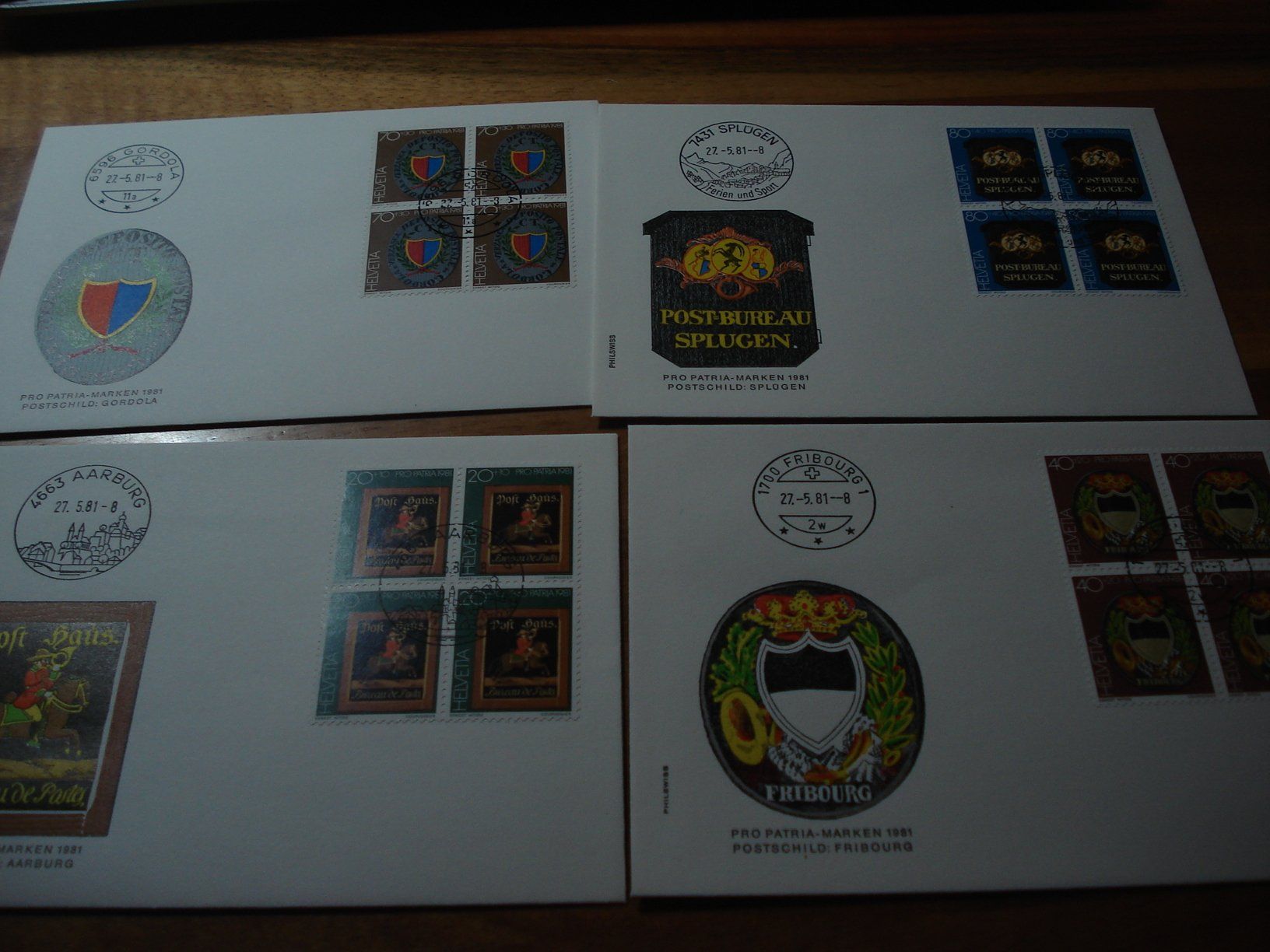 Alle Briefmarken: Pro Patria 1981, FDC Satz, Einzel + 4erblock, 9 Belege – Gebraucht aus Niederwil AG von morostahu