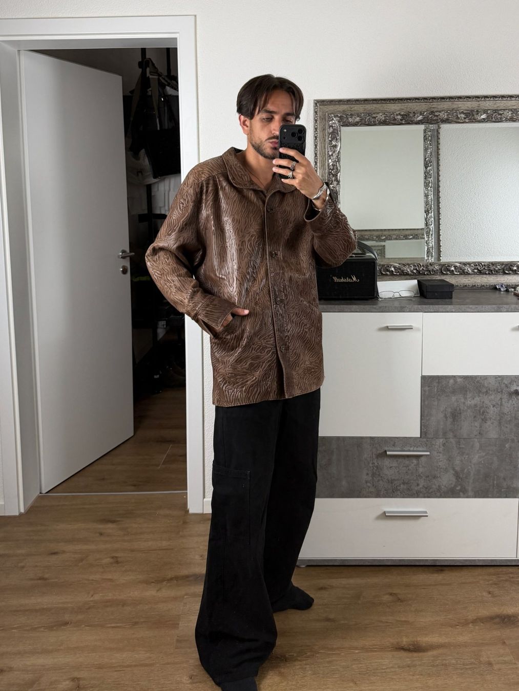 Giacche: Animal Textured Brown Leather Jacket – Usato da Biel/Bienne venduto da sami0788480082 1