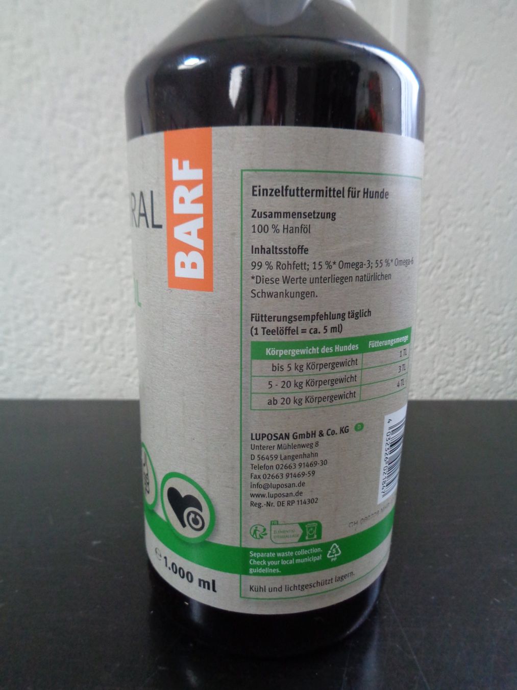 Mangimi: Lupo Natural Barf Hanföl 1000ml – Nuovo e nell'imballaggio originale da Langenbruck venduto da Gumsi 1
