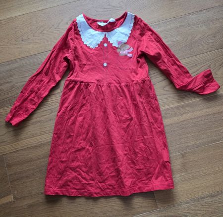 Mädchen Kleid H&M rot mit Kragen Grösse 110/116