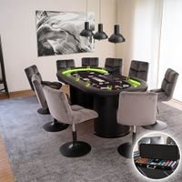 LED Pokertisch LAS VEGAS inkl. Pokerkoffer - Für 9 Personen