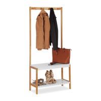 Garderobe Garderobenständer Bambus Schuhregal mit 4 Haken