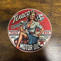 Texaco Motoröl – Vintage-Blechschild (∅20 cm)
