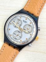 Swatch Chrono Uhr schwarz hellbraun mit Box 