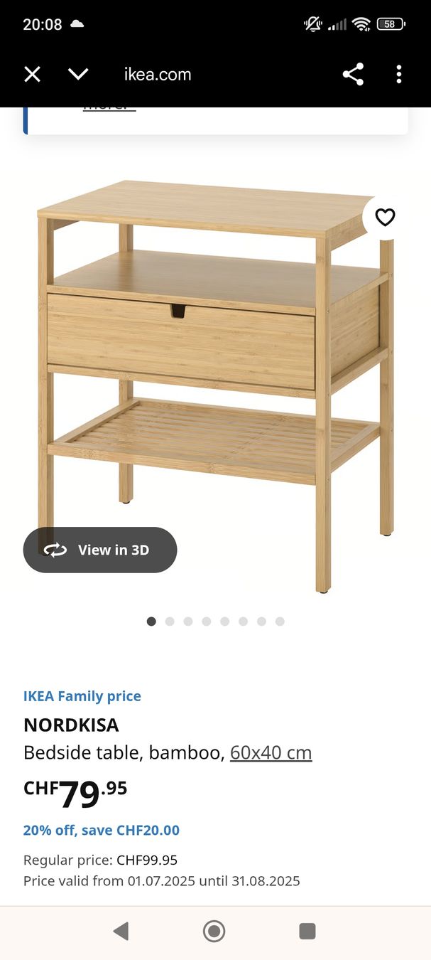 Comodini: 2 X Ikea Nordkisa bedside table with drawer – Usato da Dübendorf venduto da naj_szp5 1