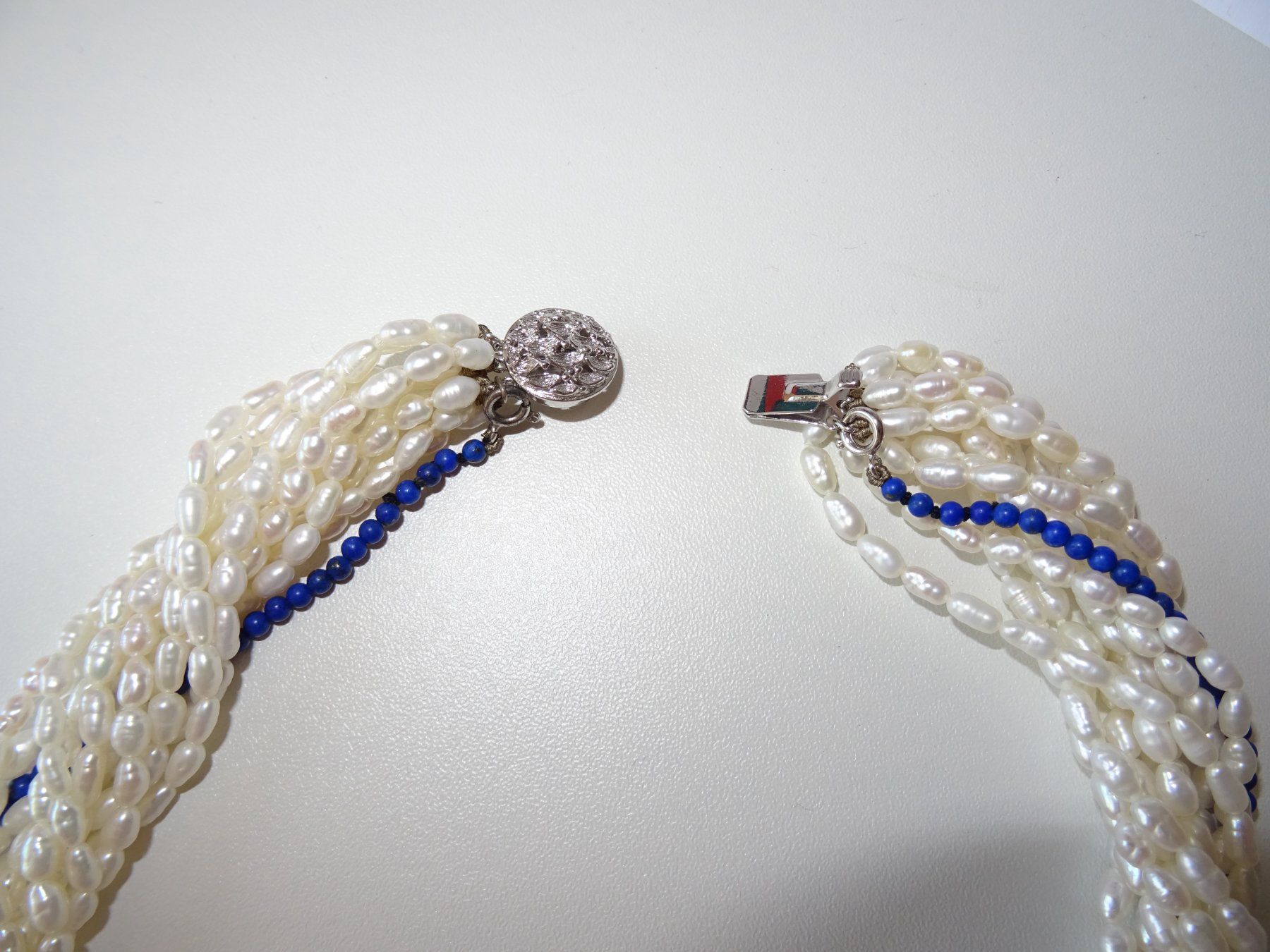 Perle (finte): Süsswasserperlenkette mit Lapis Lazuli – Usato da Lostorf venduto da jogging66 1
